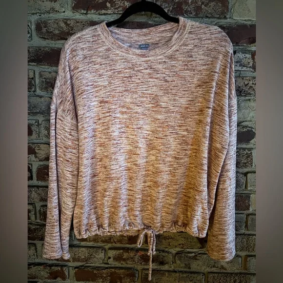 Aerie Cropped Drawstring Sweatshirt Cozy Neutral Lounge Top Size M - Picture 1 of 3